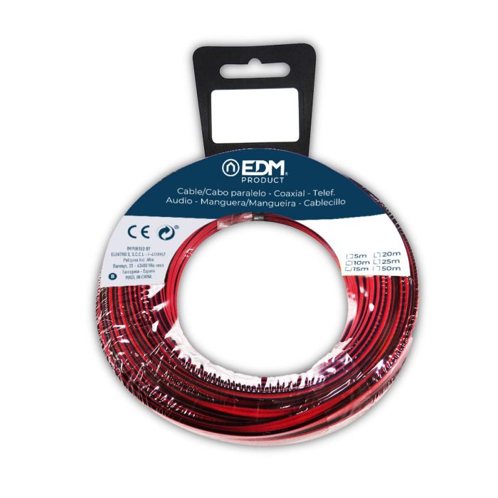 Cable de audio EDM 2 x 0,75 mm Rojo/Negro 5 m 1