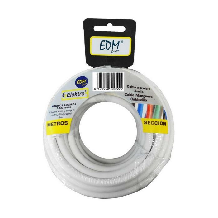 Cable EDM 2 x 1 mm Blanco 5 m