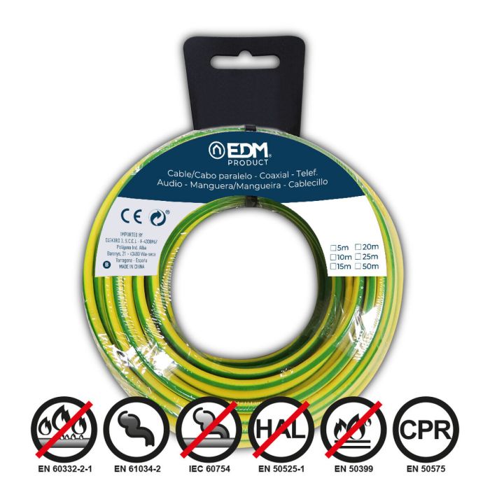 Cable EDM Bicolor 5 m 1,5 mm 1