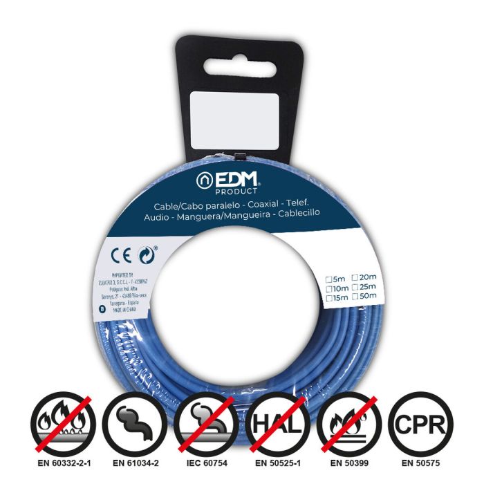 Cable EDM Azul 15 m 1,5 mm 1