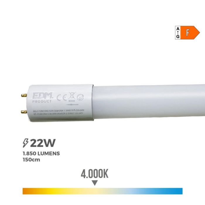 Tubo LED EDM 1850 Lm A+ T8 22 W (4000 K) 2