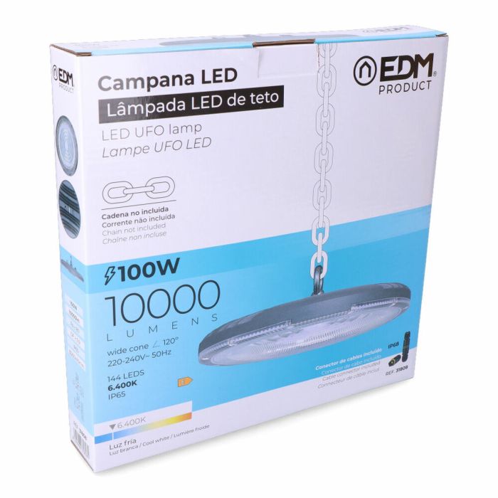 Campana LED EDM Aluminio 100 W 10000 Lm Ø 30 x 3,2 cm 2