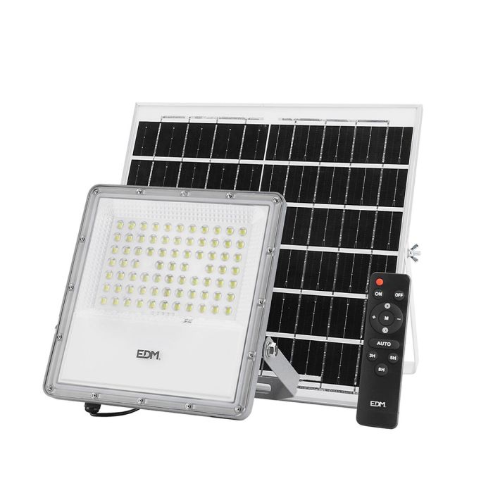 Foco Proyector EDM Mando a distancia Panel solar fotovoltaico 200 W 1500 Lm 35 x 35 cm 23,8 x 23,3 x 4,3 cm (6500 K)