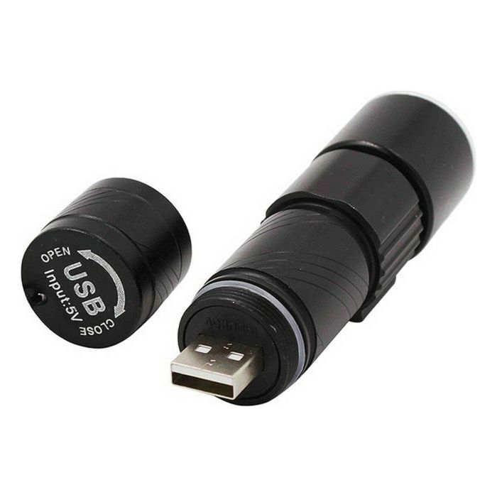 Linterna LED EDM USB Recargable Zoom Mini Negro Aluminio 120 Lm 1