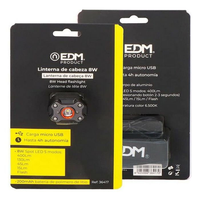 Linterna LED para la Cabeza EDM Negro 8 W 400 lm 5