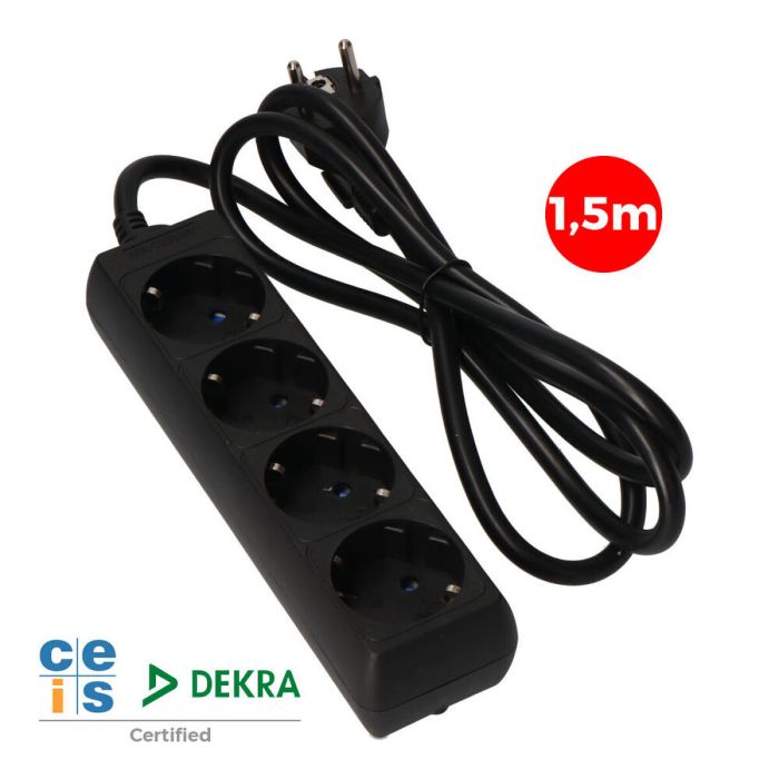 Regleta Enchufes 4 Tomas sin Interruptor EDM Schuko (1,5 m) 1