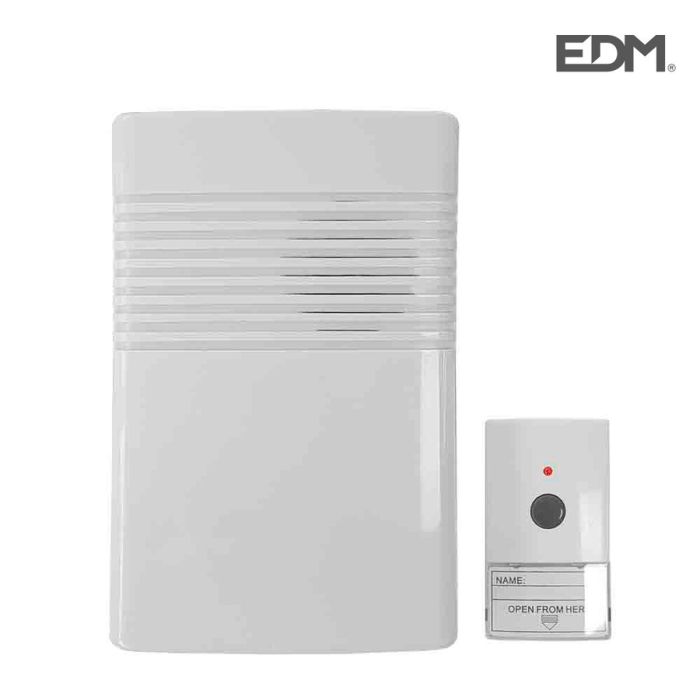 Timbre Inalámbrico con Pulsador EDM 80 dB (14,8 x 9,7 x 4 cm) (12 V) 1
