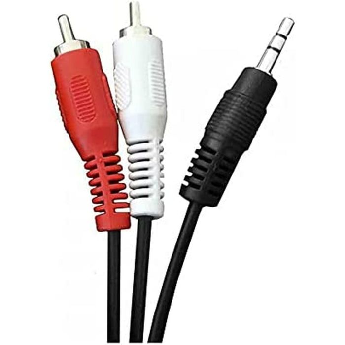 Cable audio estéreo jack macho a 2 rca macho 3,5mm, 1,5m, negro