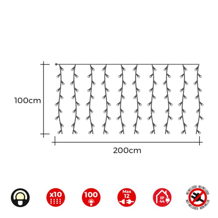 Cortina de Luces LED EDM Easy-Connect 1,8 W Blanco Cálido (2 x 1 m) 1