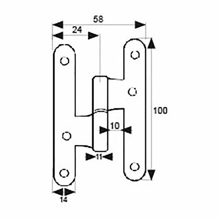 Bisagra EDM PN04 100 x 58 mm Derecha Acero 1