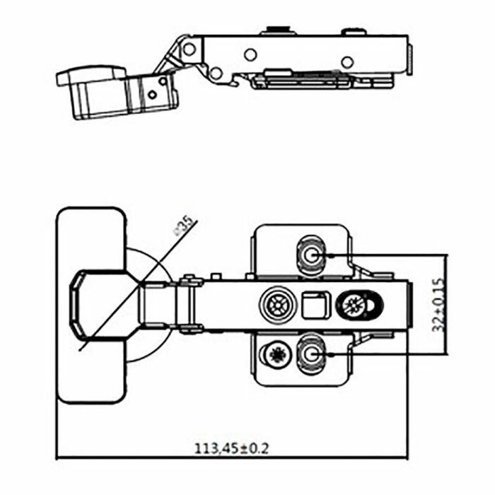 Bisagra EDM BC05 35 mm Pistón Acero 1