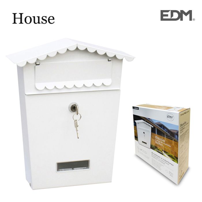 Buzón EDM House Acero Blanco (21 x 6 x 30 cm) 1