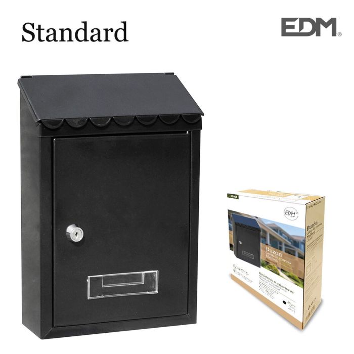 Buzón EDM Standard 21 x 6 x 30 cm Negro Acero 1