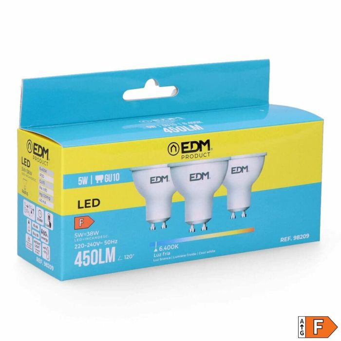 Pack de 3 bombillas LED EDM F 5 W GU10 450 lm Ø 5 x 5,5 cm (6400 K) 4