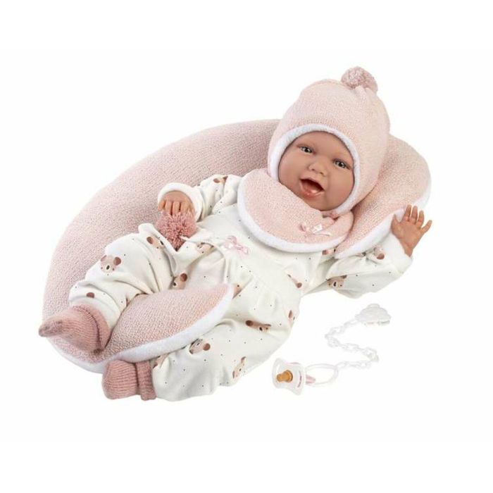 Muñeca mimi sonrisas con vestido ositos luna rosa 42cm cuerpo tela