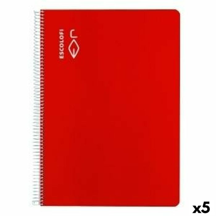 Cuaderno ESCOLOFI Din A4 50 Hojas 8 mm Rojo (5 Unidades)