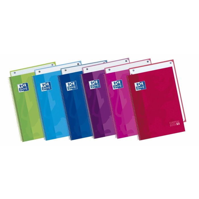 Oxford Cuaderno Classic Europeanbook 1 Write&Erase 80H A4+ 5x5 mm Microperforado T-Extradura Pack 4 Ud Unicolor C-Surtidos