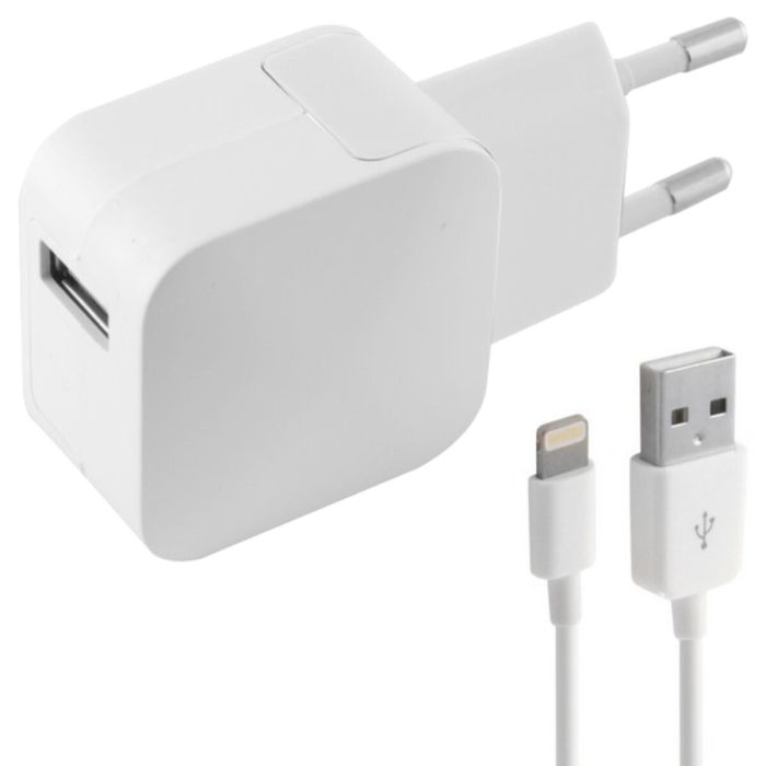 Cargador de Pared +Cable Lightning MFI KSIX Apple-compatible 2.4A USB iPhone