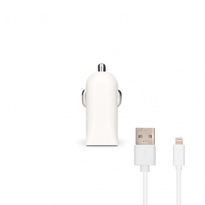 Cargador USB para Coche + Cable Lightning MFi Contact Apple-compatible 2.1A 8