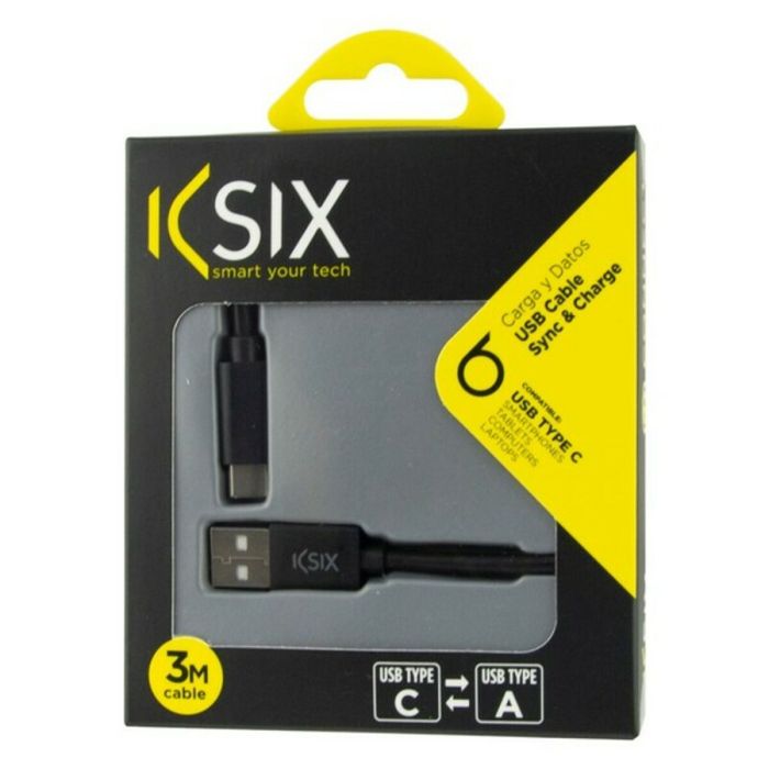 Cable USB-C a USB KSIX 3 m Negro 1