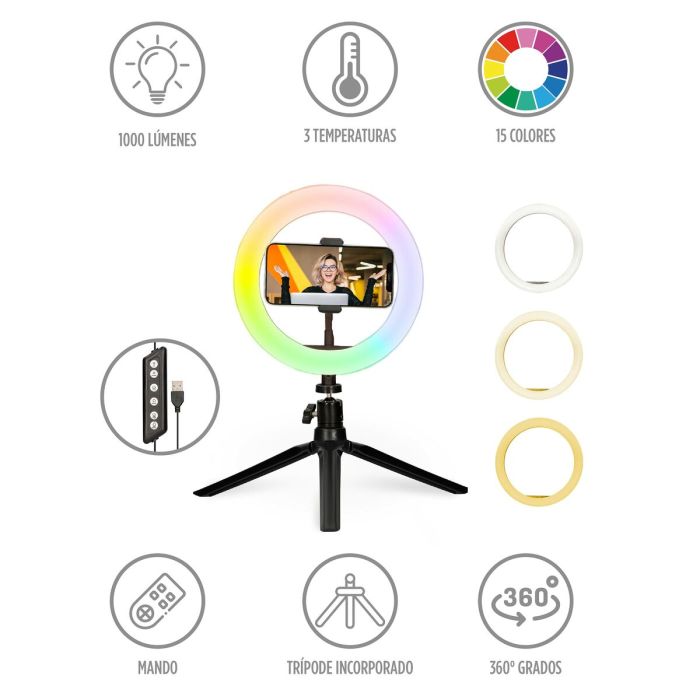 Aro de Luz para Selfie Recargable KSIX Smartphone 12W 8