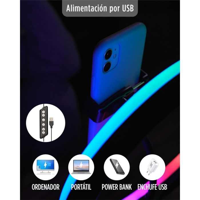 Aro de Luz para Selfie Recargable KSIX Smartphone 12W 1