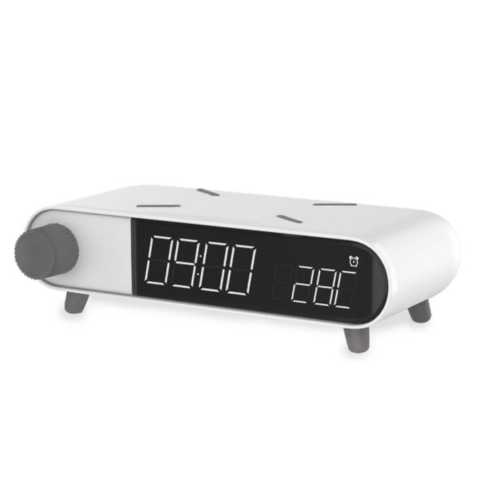Reloj Despertador con Cargador Inalámbrico KSIX Retro Blanco 10 W 25