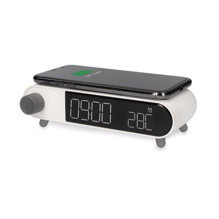 Reloj Despertador con Cargador Inalámbrico KSIX Retro Blanco 10 W 15