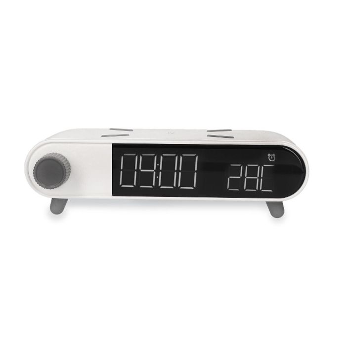 Reloj Despertador con Cargador Inalámbrico KSIX Retro Blanco 10 W 17