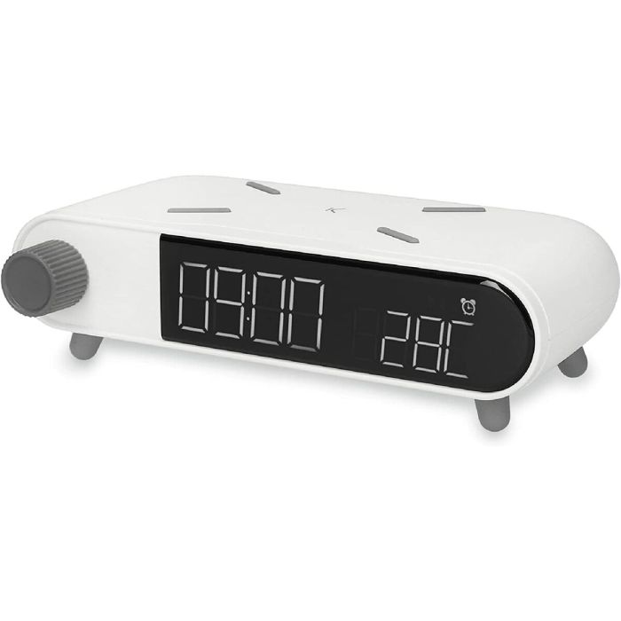 Reloj Despertador con Cargador Inalámbrico KSIX Retro Blanco 10 W 9