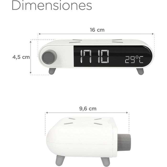 Reloj Despertador con Cargador Inalámbrico KSIX Retro Blanco 10 W 2
