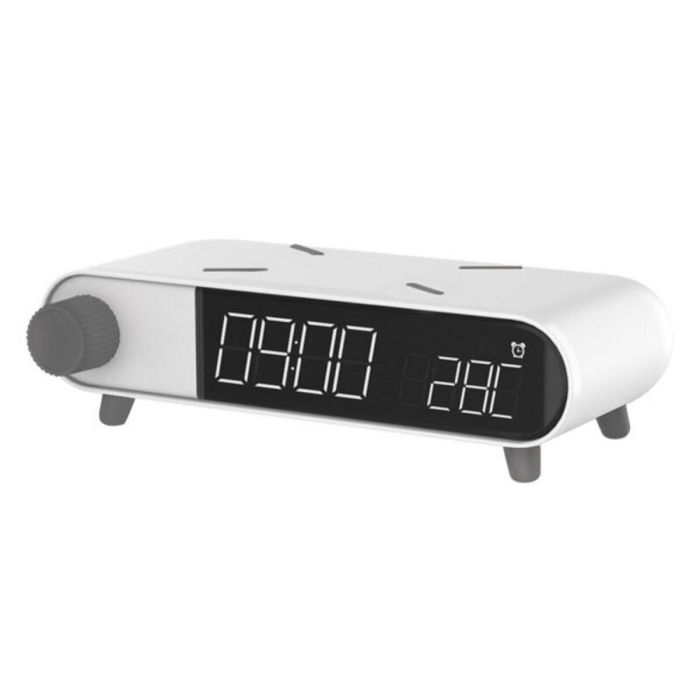 Reloj Despertador con Cargador Inalámbrico KSIX Retro Blanco 10 W