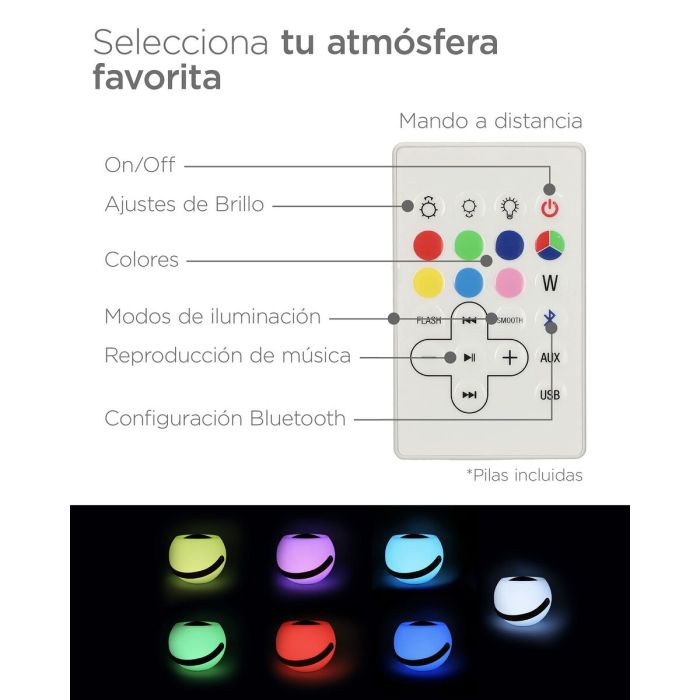 Altavoz Bluetooth con Lámpara LED KSIX Bubble Blanco Portátil 9