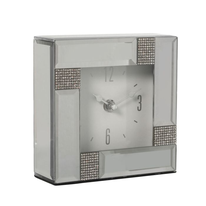 Reloj de Mesa Alexandra House Living Gris Cristal Espejo 14 x 4 x 14 cm