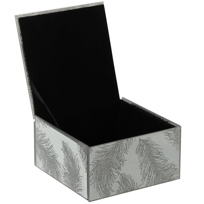 Caja-Joyero Alexandra House Living Gris Cristal Espejo 12 x 6 x 12 cm 1