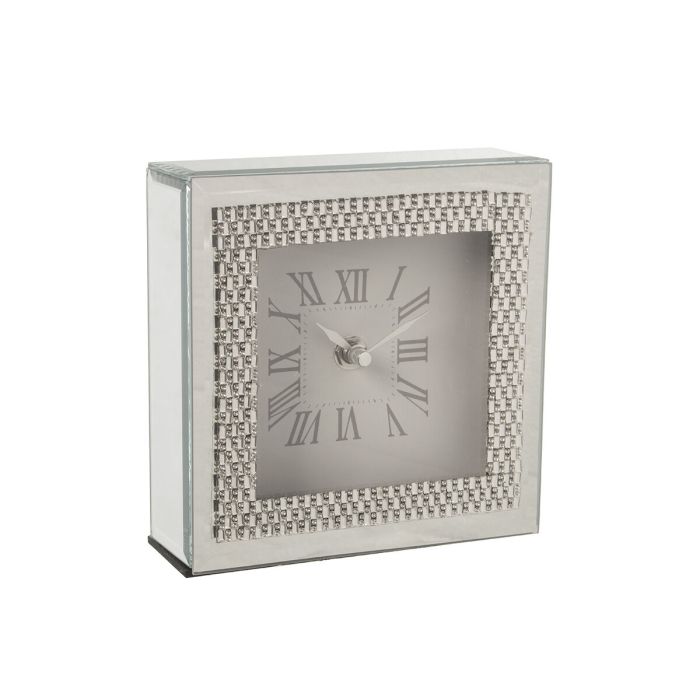 Reloj de Mesa Alexandra House Living Gris Cristal Espejo 15 x 15 x 5 cm