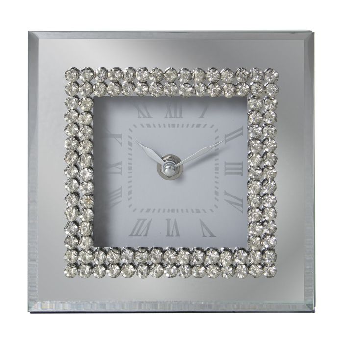 Reloj de Mesa Alexandra House Living Gris Cristal Espejo 15 x 15 x 5 cm 1