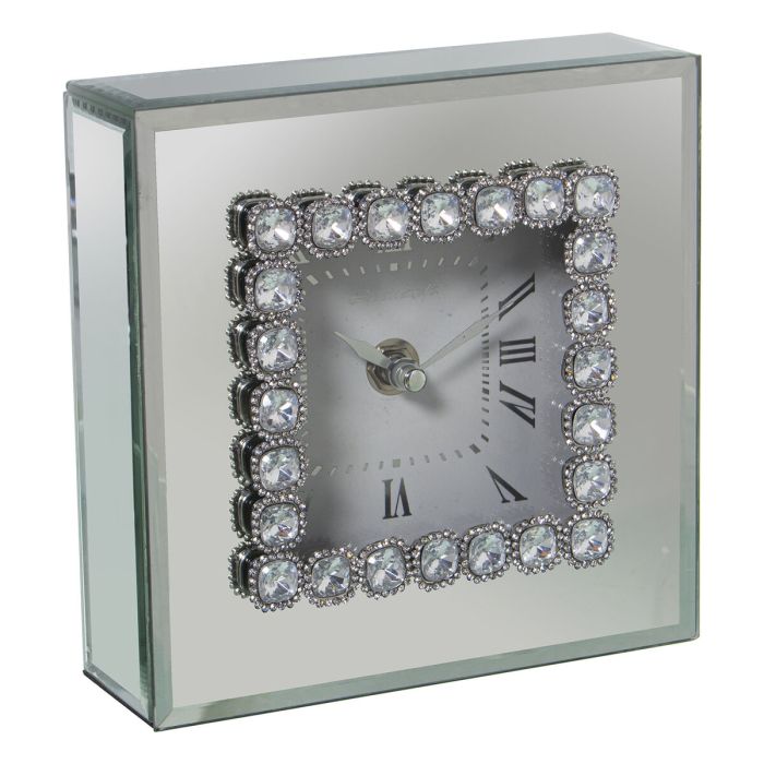 Reloj de Mesa Alexandra House Living Gris Cristal Espejo 15 x 15 x 5 cm