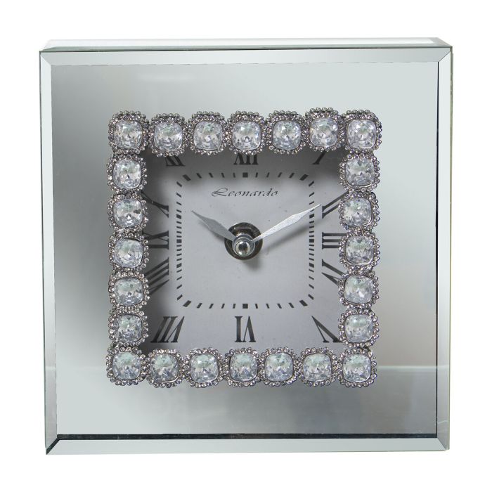 Reloj de Mesa Alexandra House Living Gris Cristal Espejo 15 x 15 x 5 cm 2