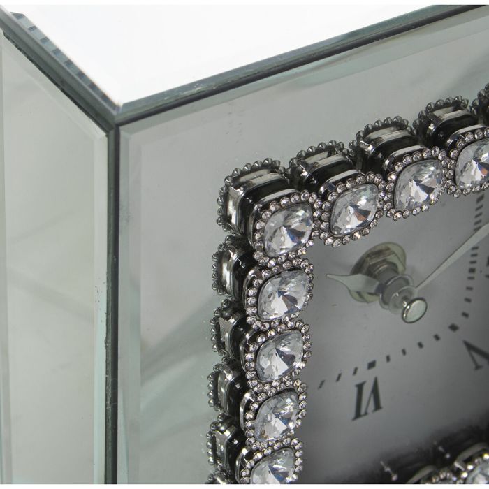 Reloj de Mesa Alexandra House Living Gris Cristal Espejo 15 x 15 x 5 cm 1