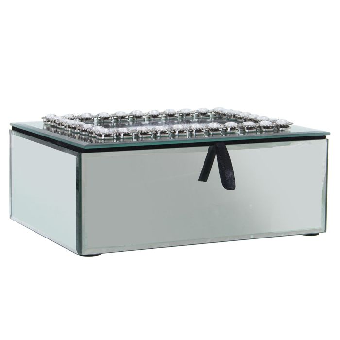 Caja-Joyero Alexandra House Living Gris Cristal Espejo 20 x 7 x 15 cm 1