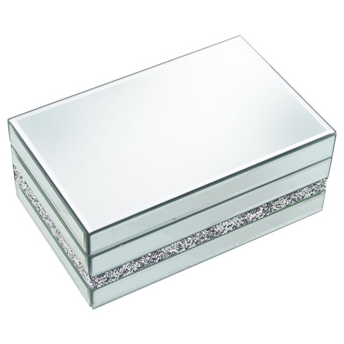 Caja-Joyero Alexandra House Living Gris Cristal Espejo 22 x 9 x 14 cm