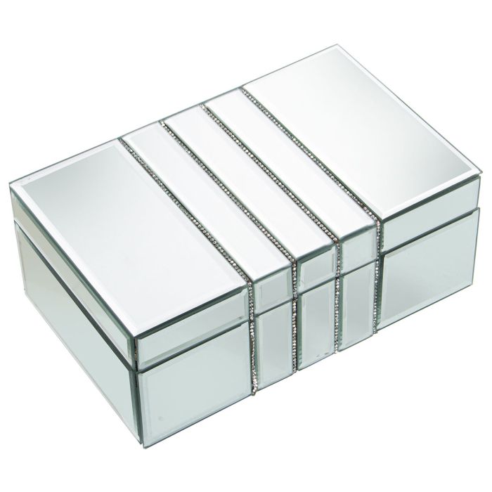 Caja-Joyero Alexandra House Living Gris Cristal Espejo 22 x 9 x 14 cm