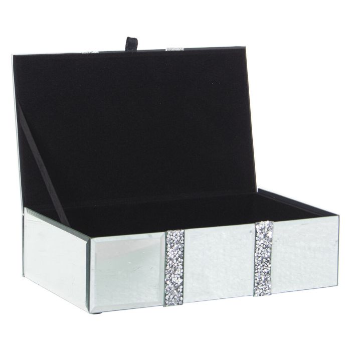 Caja-Joyero Alexandra House Living Gris Cristal Espejo 21 x 6 x 13 cm 2