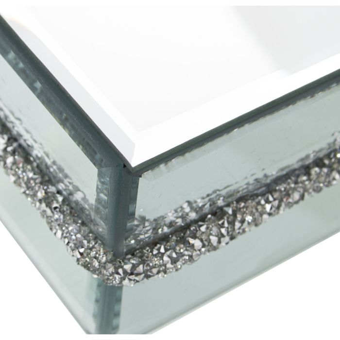 Caja-Joyero Alexandra House Living Gris Cristal Espejo 15 x 6 x 15 cm 2