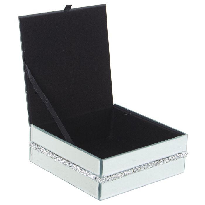 Caja-Joyero Alexandra House Living Gris Cristal Espejo 15 x 6 x 15 cm 1