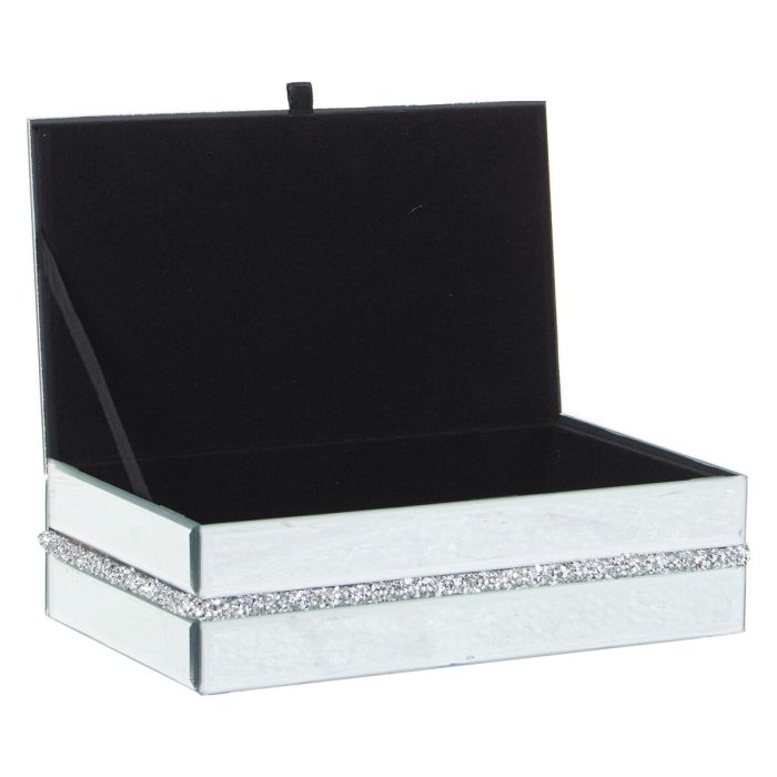 Caja-Joyero Alexandra House Living Gris Cristal Espejo 22 x 6 x 13 cm 2