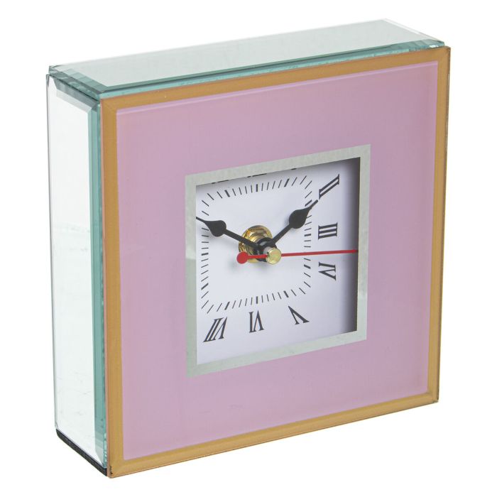 Reloj de Mesa Alexandra House Living Rosa Cristal 14 x 14 x 4 cm