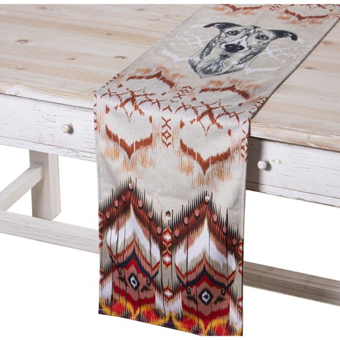 Camino de Mesa Alexandra House Living Gris Naranja Textil 180 x 30 cm Terciopelo Perro 2