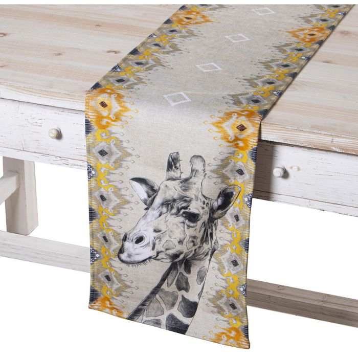 Camino de Mesa Alexandra House Living Amarillo Gris Textil 180 x 30 cm Terciopelo Jirafa 2